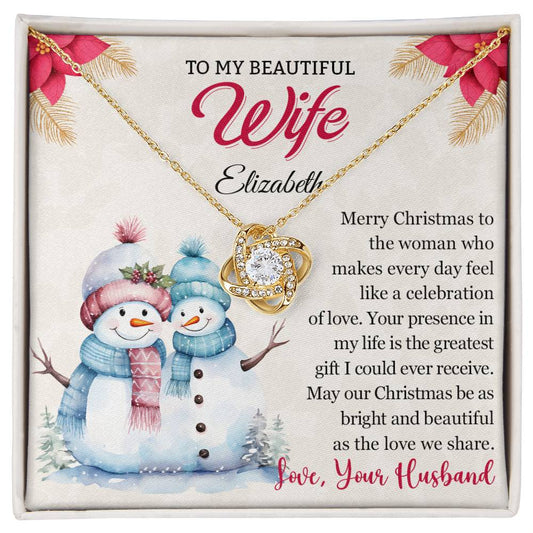 To My Beautiful Wife, Your Presence In My Life Is The Greatest Gift - Love Knot Necklace for Christmas (Personalized)