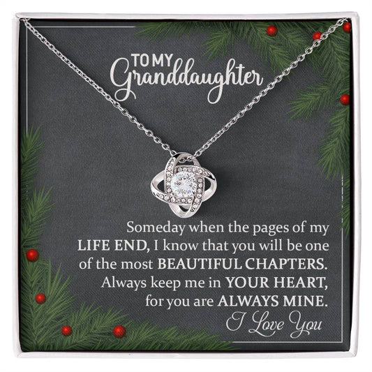 To My Granddaughter, Always Keep Me In Your Heart - Love Knot Necklace (Personalized)