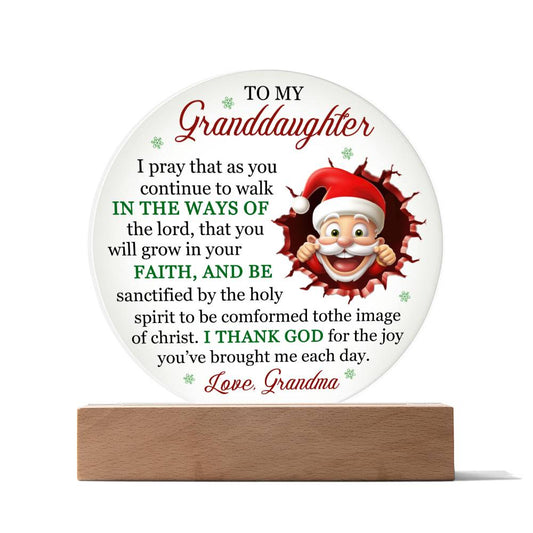 To My Granddaughter, I Thank God For You - Acrylic Plaque